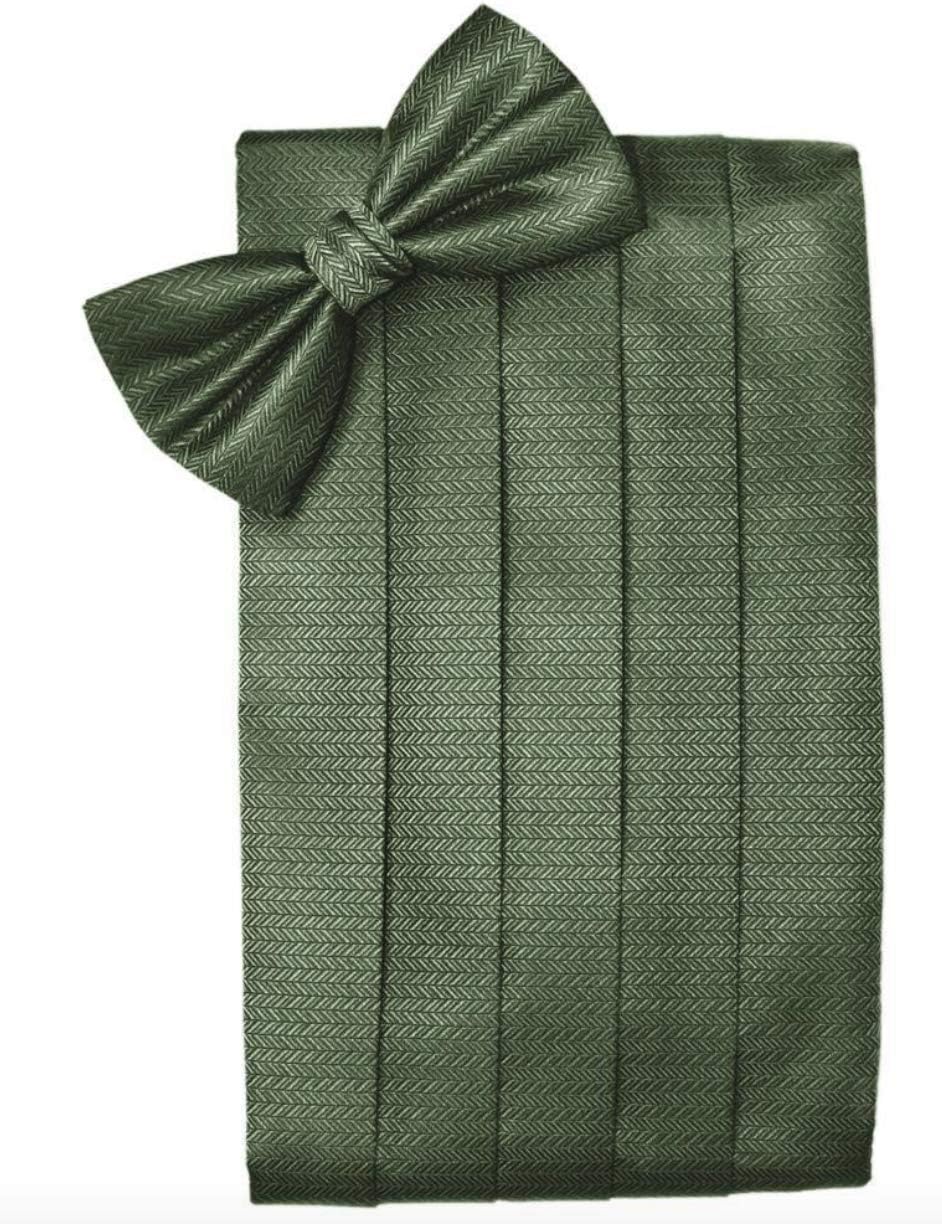 Luxury Herringbone Tuxedo Cummerbund and Bow Tie Set