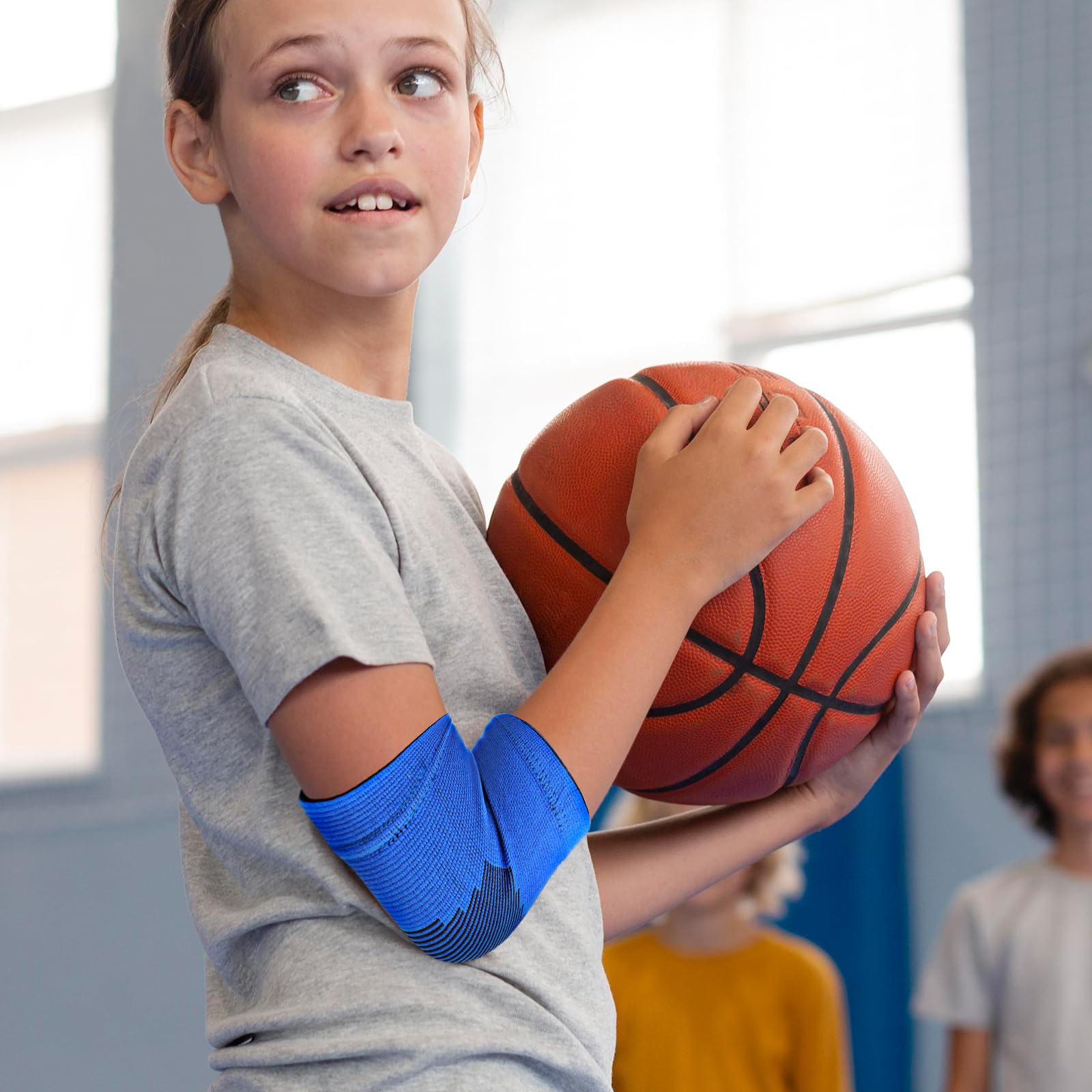 Sibba 2 Paia Gomito Bambini Compressione Palestra Braccio Traspirante Pallavolo Basket Tennis Sollevamento Pesi Sport