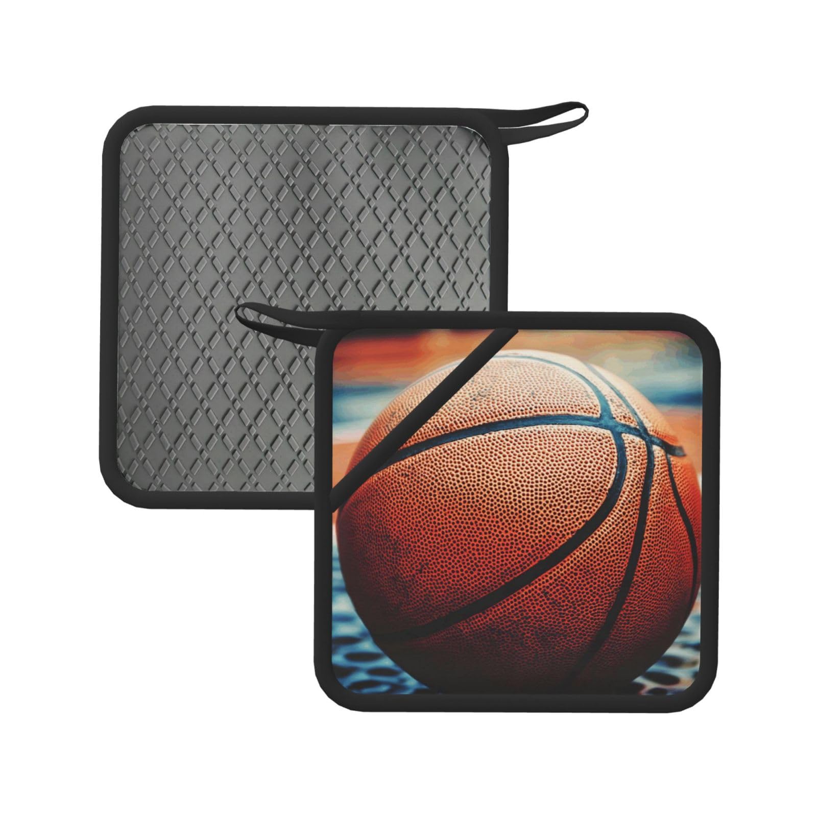 Pot Holders Set of 2 Kitchen Heat Resistant Potholders Basketball Silicone Aunty-hot Pad Cotton Lining Oven Hot Pads for Cooking Baking BBQ Microwave Kitchen