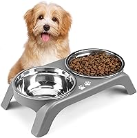 Vista 13 de COMESOON - Tazones elevados para perros, soporte elevado de 4 alturas ajustables con 2 tazones gruesos de acero inoxidable de 50 onzas, Negro