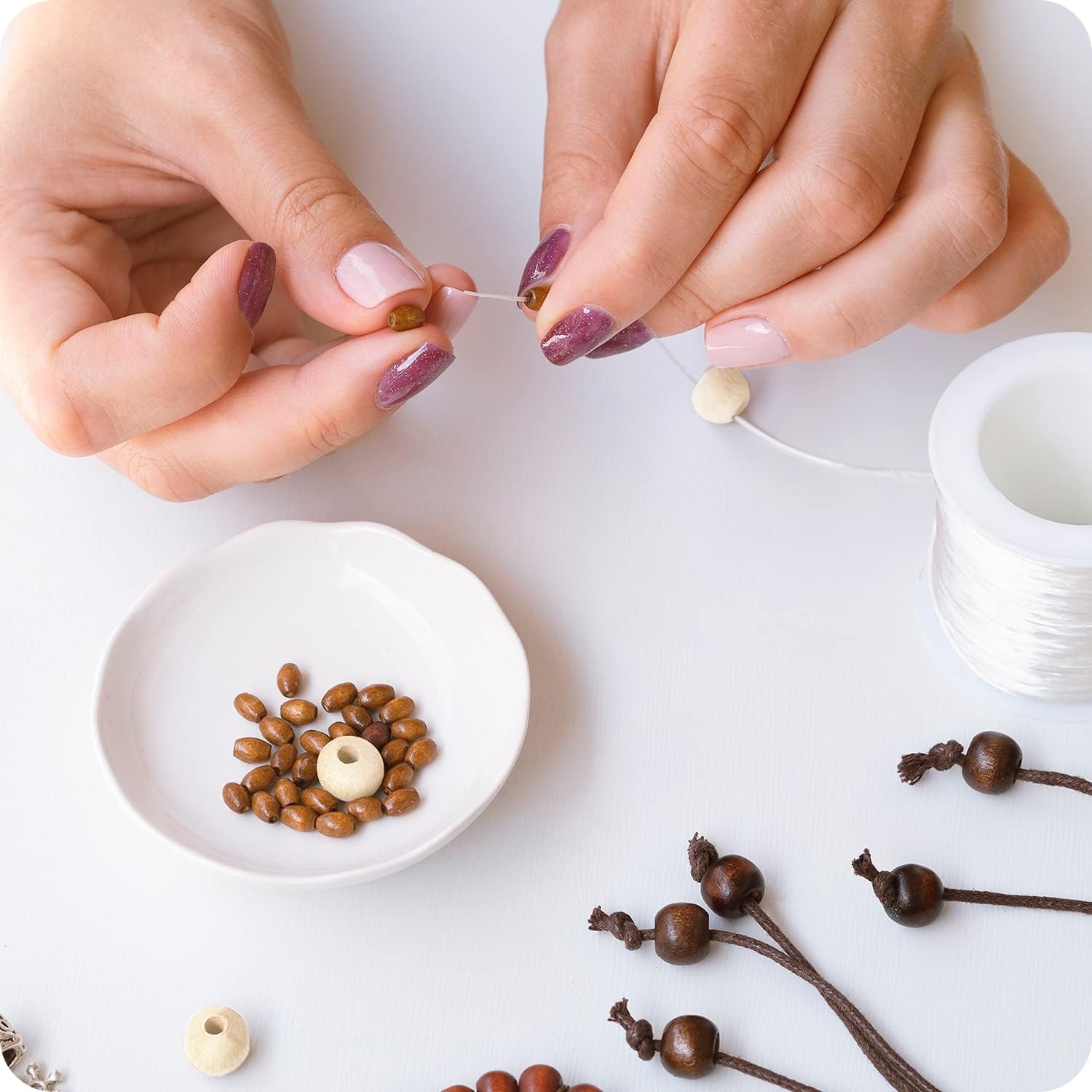 10 Stück Holzperlen 40mm Natur - Bastelperlen Mit 6,4mm Loch Für DIY Schmuck