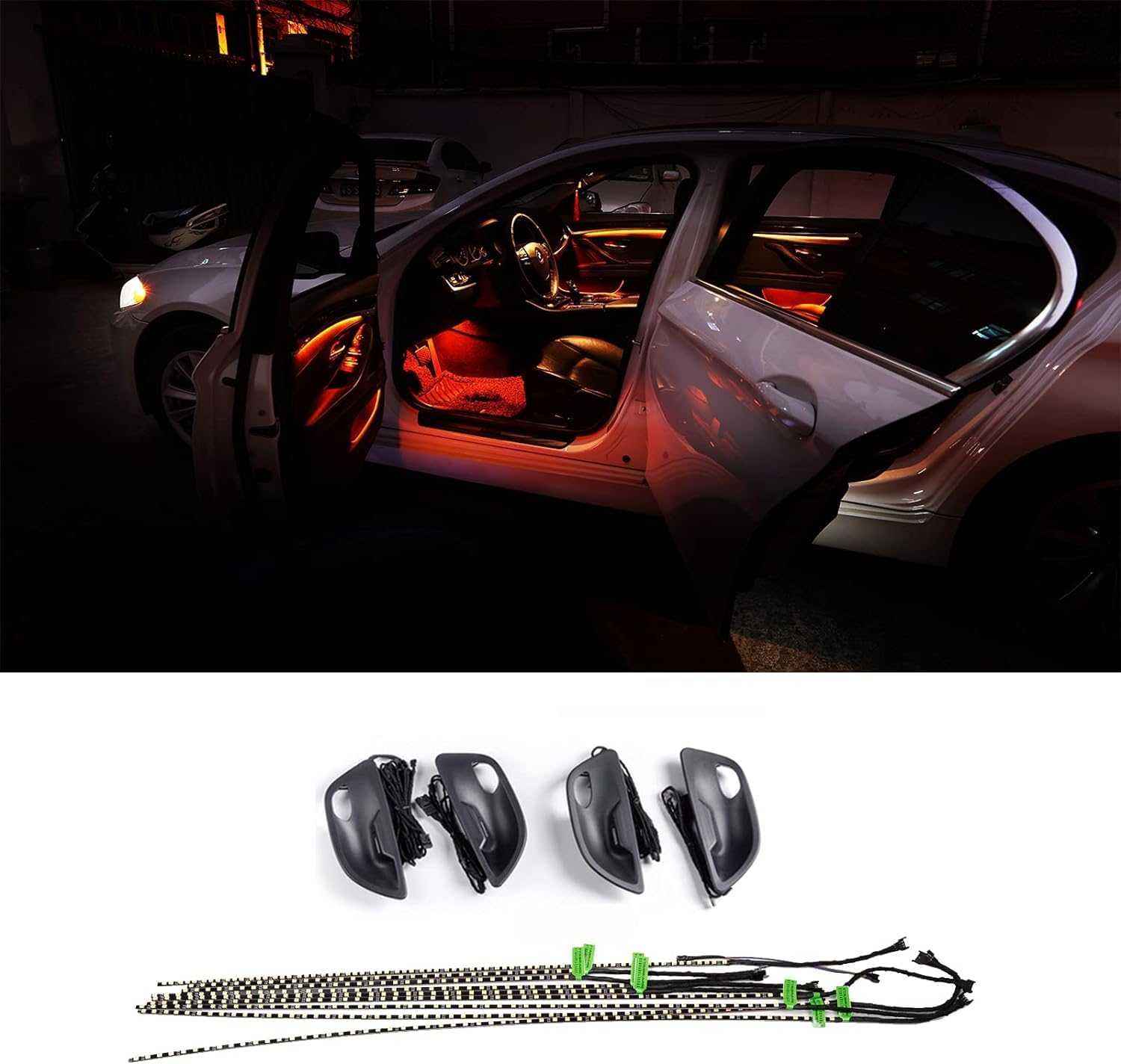 Car Interior Decorative Led Ambient Door Light Stripes Atmosphere Light with 2 Colors Compatible with BMW 5 Series F10/F11/F18 2010-2017 (Beige)