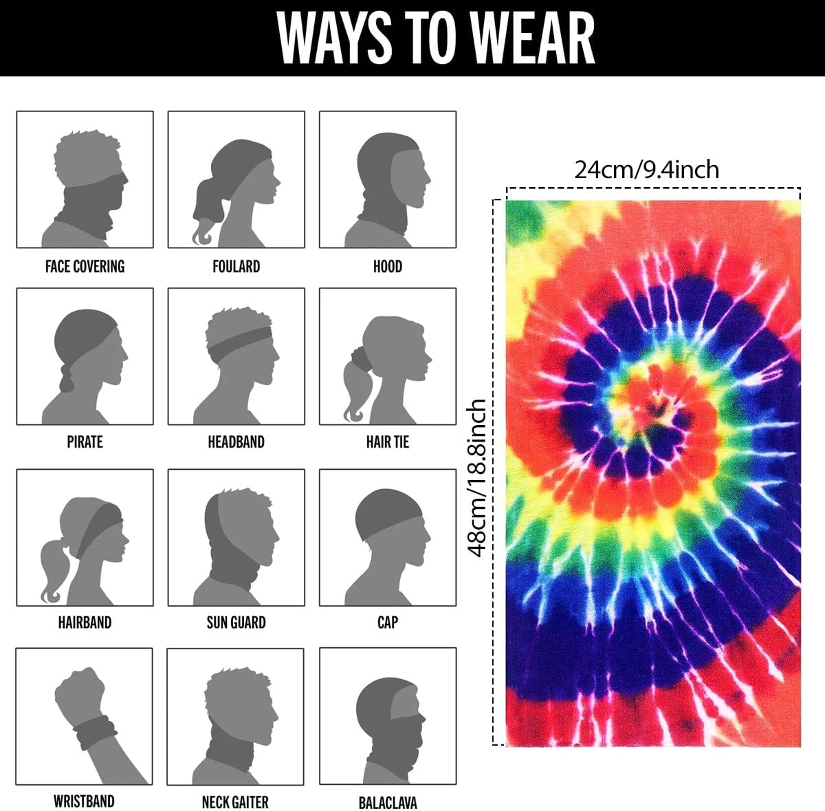 MOVINPE Hippie Accessories for Men - Hippie Wig Sunglasses Peace Sign Necklace Tie Dye Headbands, Halloween Costume 70s Disco Style 60s Outfit Fancy Dress Retro Night - Image 3