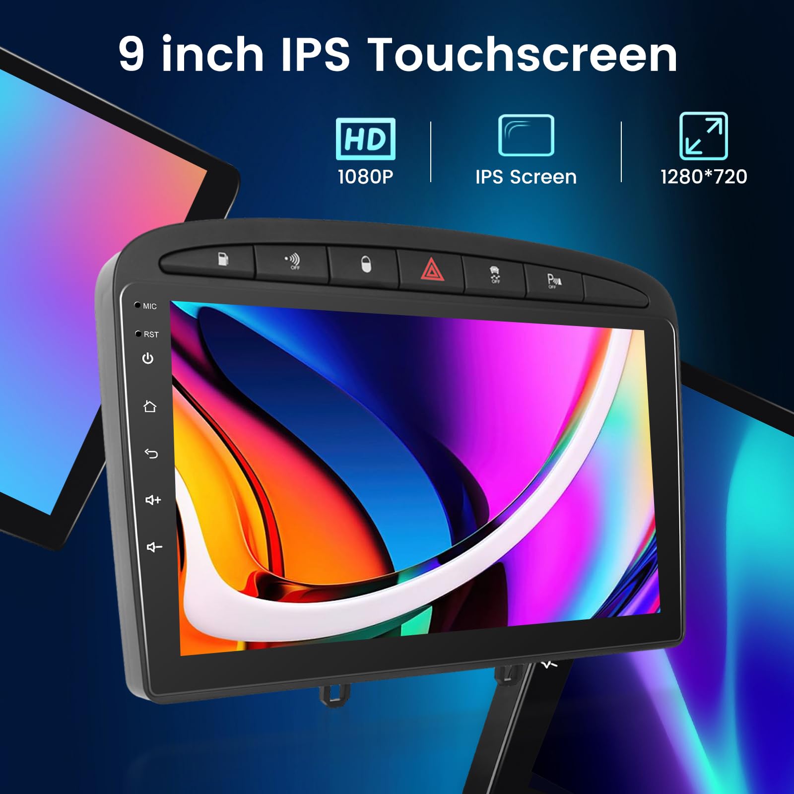 NHOPEEW 4+64G Radio Voiture pour Peugeot 308/408 2007-2013 - Radio Android 9 Pouces avec sans Fil Carplay et Android Auto - Mirror Link 32EQ DSP Écran Divisé + Caméra de Recul & Microphone