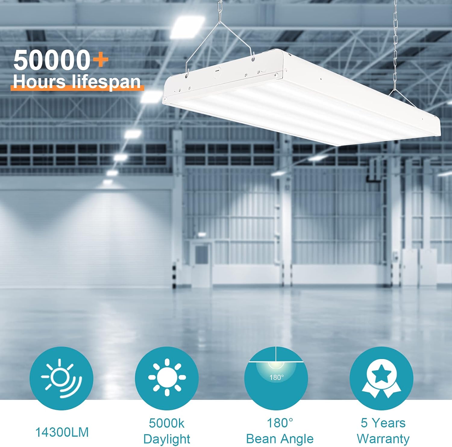 🔥 Butylux 2FT LED High Bay Light with 110W 14300LM 0-10V Dim,5000K Daylight Commercial/Industrial Linear Hanging Light for Warehouse/Workshop/Stadium/Garage, LED High Bay Shop Light-UL/DLC Listed