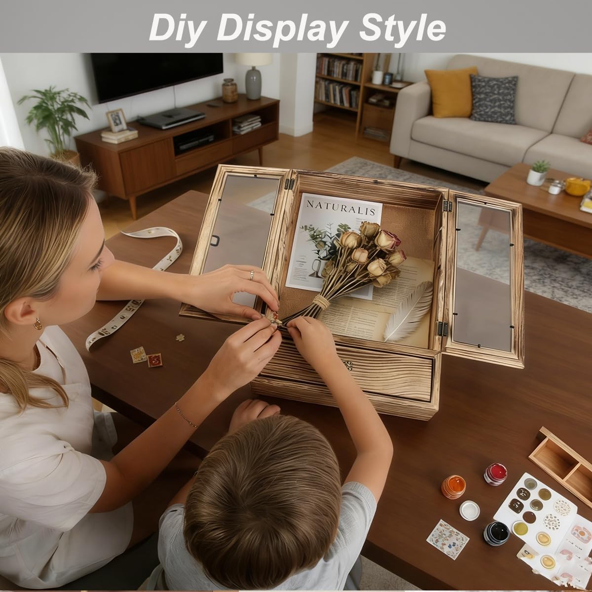 11x16 Shadow Boxes Display Cases with Shelves, Deep Memory Box for Memorabilia Flower Awards Medals Wedding Photos,Coin Display Box,Art collecti (Carbon)