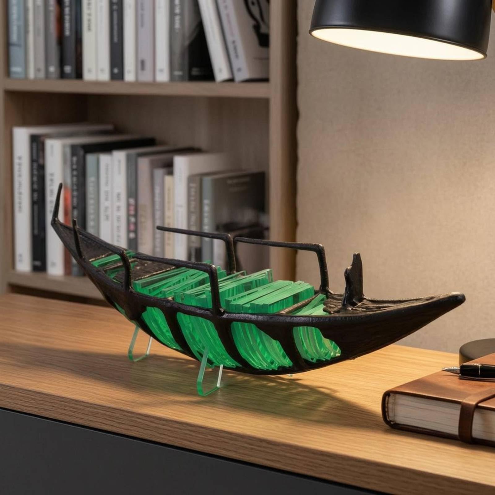 Dekoratives Schiff Skulptur Boot Figur Schiff Dekor Ausstellungsstück Metall Acryl mit Langem Schmalem Und Leichter Silhouette für Empfangsbereich Modellraum Wohnzimmer