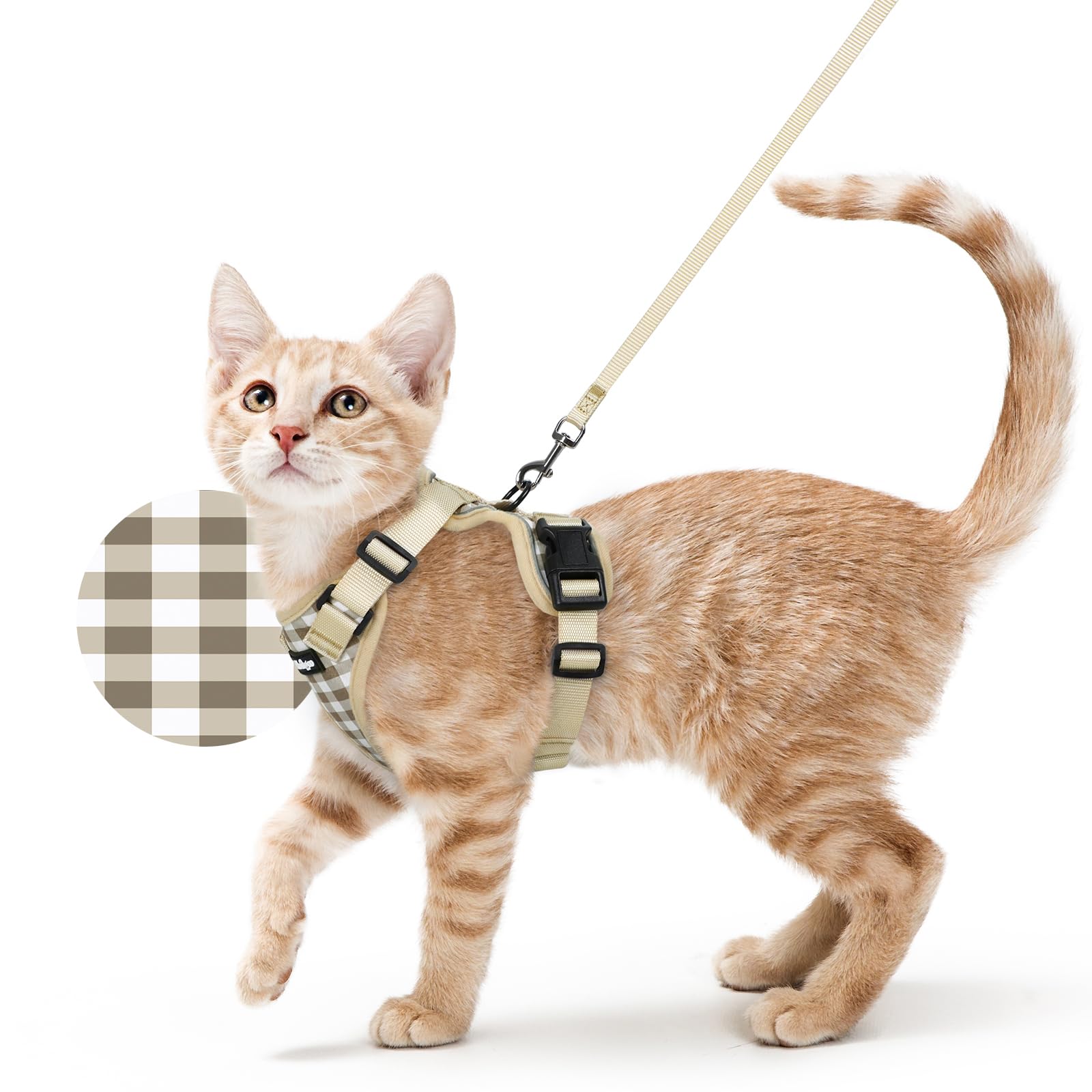 rabbitgoo Cat Harness and Leash Set, Escape Proof Vest, Foamy Coffee