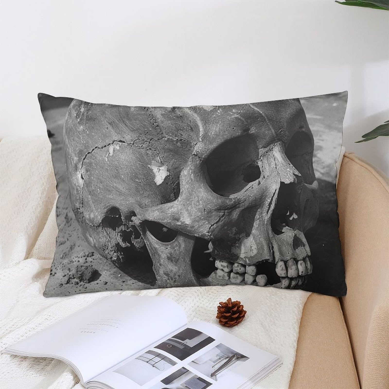 NTVOWPZO Decoration Throw Pillow Covers 12 "x20 Pillowcases Covers Ancient Human Skull Soft Pillowcases Modern Farmhouse Home Decor Sofa Cushions Covers for Couch Bed Living Room