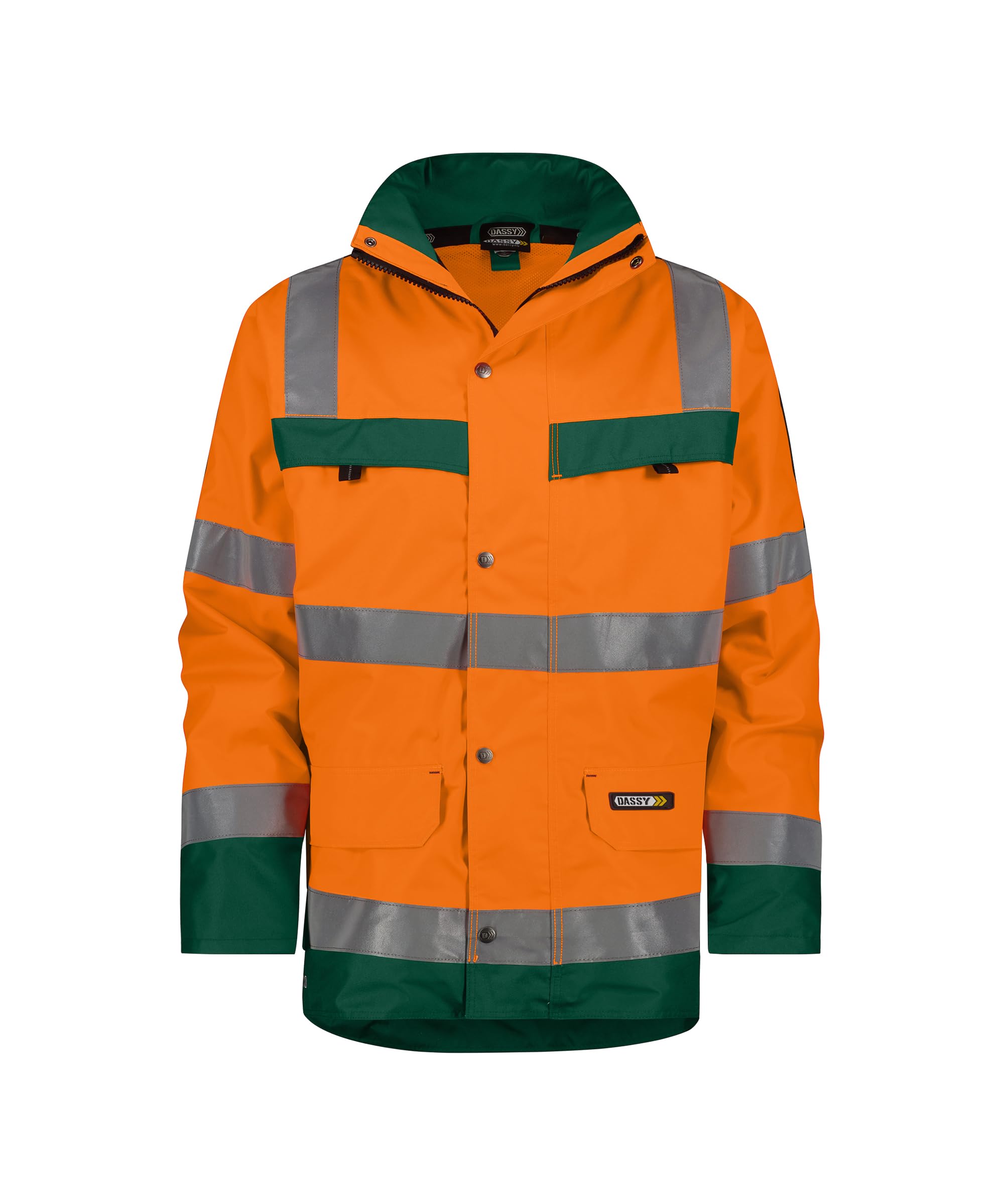 DASSY® Atlantis Warnschutz Regen-Parka - Größe M - NEONORANGE/FLASCHENGRÜN