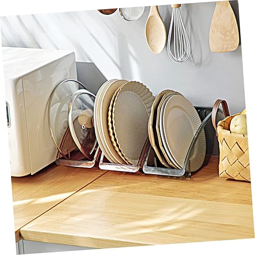 Miniatura 4 de Cabilock Soporte para platos y tapas, soporte de escritorio, soporte para tapa de gabinete, estante de almacenamiento, organizador de sartenes,