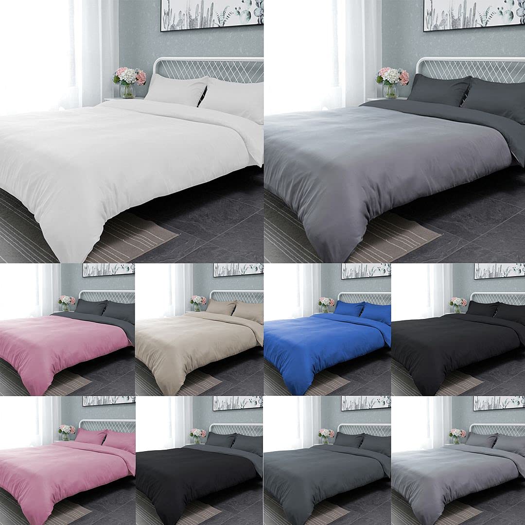 John Aird Microfibre Reversible Duvet Cover With Pillowcases (King, Grey/Silver)