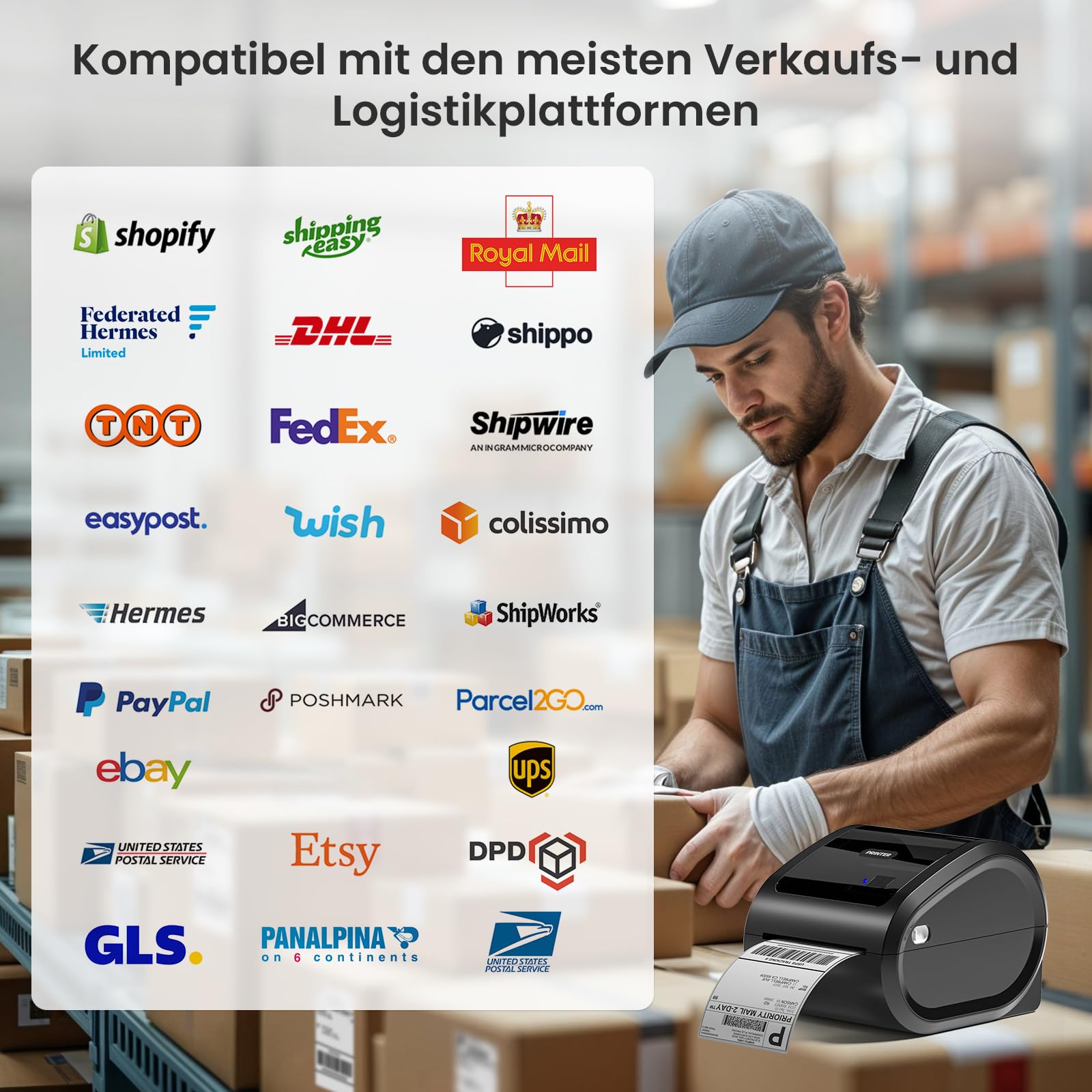 Phomemo Versandetiketten Drucker 4x6,Bluetooth Etikettendrucker DHL, D520BT | Label Printer für Barcode, Thermodrucker Kompatibel mit Vinted, Amazon, Etsy, Shopify, UPS, FedEx etc