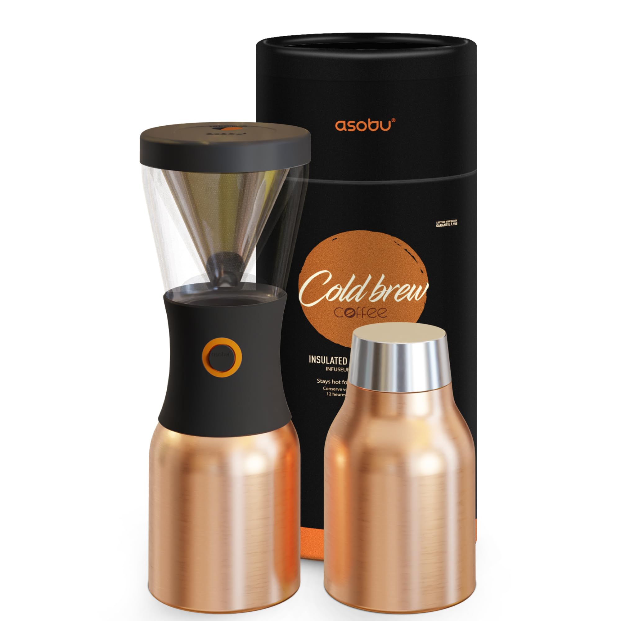 asobu Coldbrew Portable Cold Brew Coffee Maker With a Vacuum Insulated 34oz Stainless Steel 18/8 Carafe Bpa Free