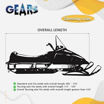 GEARS Universal Snowmobile Storage Cover - All-Weather Protection for Storing Your Sled - Waterproof Tarp Snowmobile Cover that Fits Most Sleds - (Grand Touring Size)