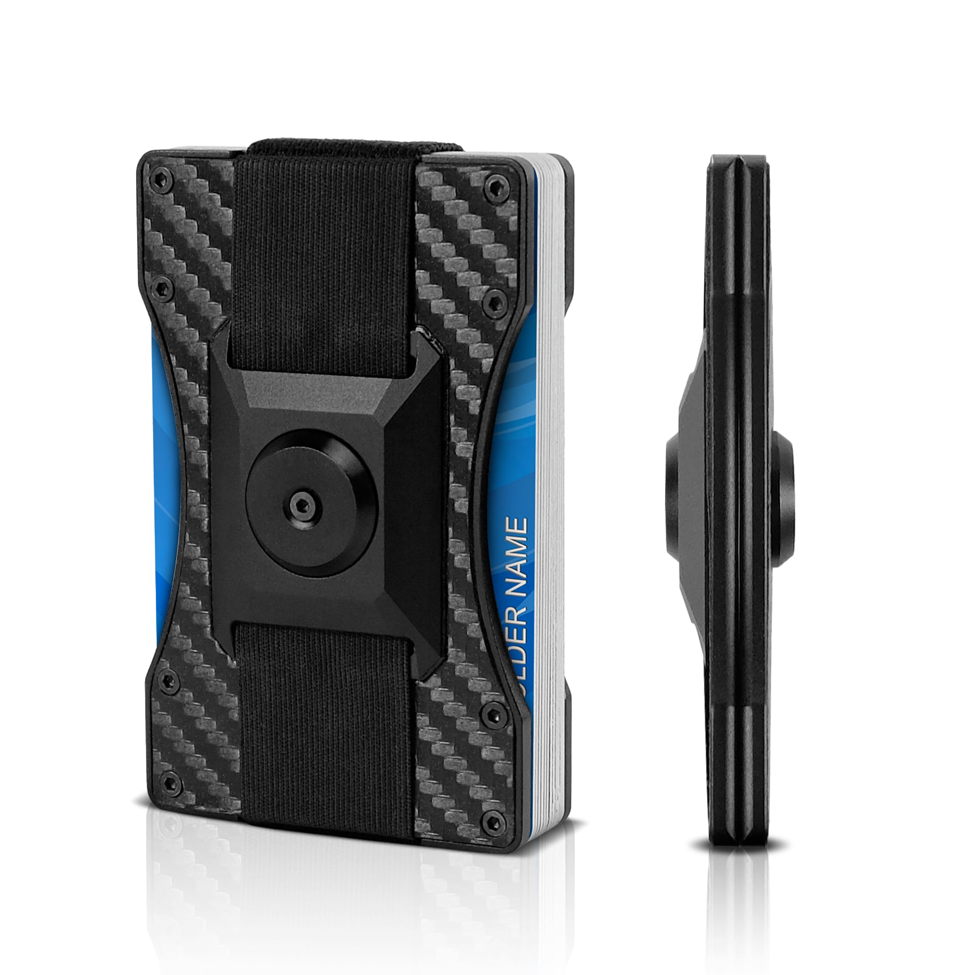 Vitomas Minimalist Metal Wallet for Men, Slim Tactical Wallet, Rigid Aluminum Smart Wallet Holds 20 Cards and Cash, Carbon Fiber Money Clip, Fidget