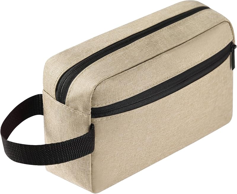 Necessaire de viagem Icramsy com zíper, compartimento lateral e alça, Khaki