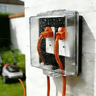 Outdoor Weatherproof Outlet Cover Box-Child Proof Electrical Enclosure for Garden, Pool & Garage,Universal ABS Lock Box Fits Standard Duplex Outlets (2.6 "H x 2.56 "W or Smaller Size)-1 Pack