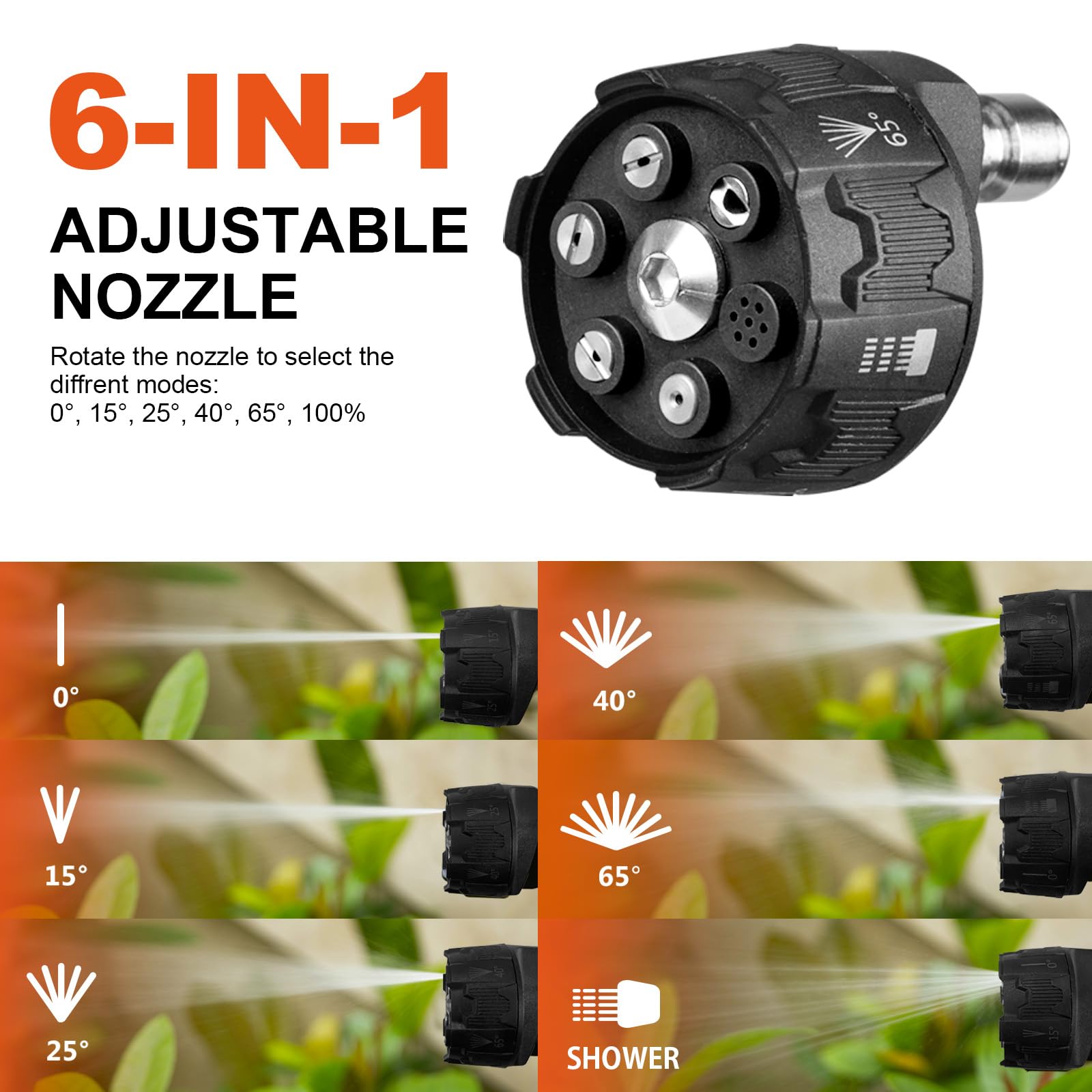 Kebtek Pistola Idropulitrice 5200 PSI e Adattatore Compatibile con Karcher K2-K7, Ugello Acqua 6 in1, Attacco Rapido da 1/4 di pollice, Interfaccia Tubo Flessibile M22 14MM