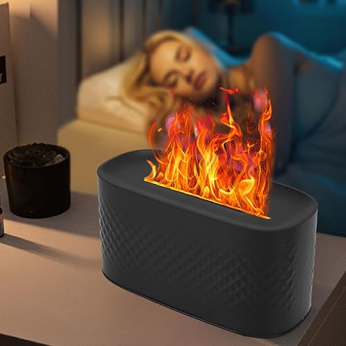 Miniatura 6 de Simulated Flame Diffuser,7 Colors Light Stylish Desktop USB Air Humidifier for Home Hotel Office Black 160ml