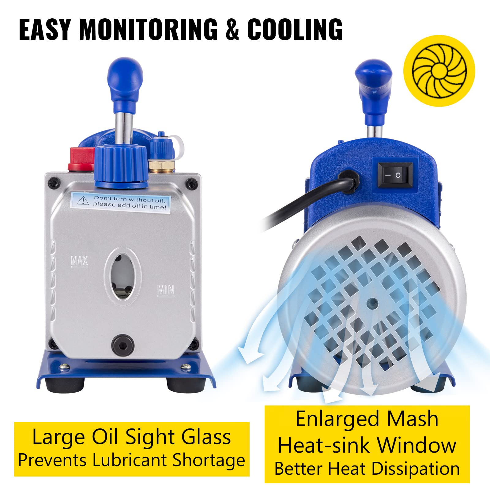 Mophorn Vacuum Chamber 7.6L with Lid Made Of Hardened Acrylic, 3CFM Vacuum Pump with Chamber For