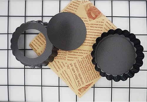 Miniatura 3 de Proshopping 12 paquetes de moldes para huevos de 4 pulgadas, mini moldes para tarta de huevo con parte inferior extraíble, carcasa redonda de acero