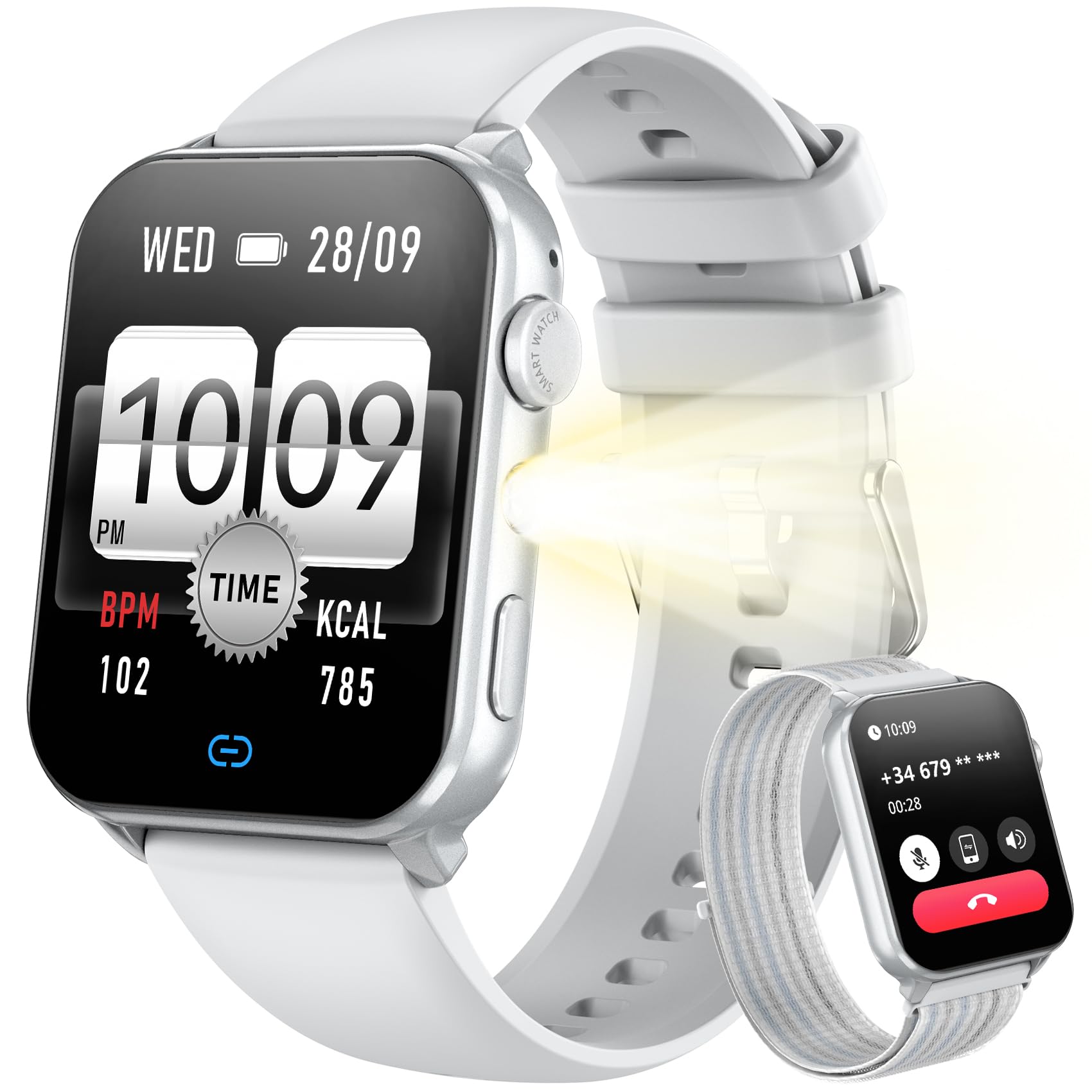 Blackview Smartwatch Uomo Donna, Effettua e Rispondi alle Chiamate,1,91'' Orologio Intelligente 100+ Modalità Sportive/Sonno/Cardiofrequenzimetro/SpO2/ Torcia per Android IOS