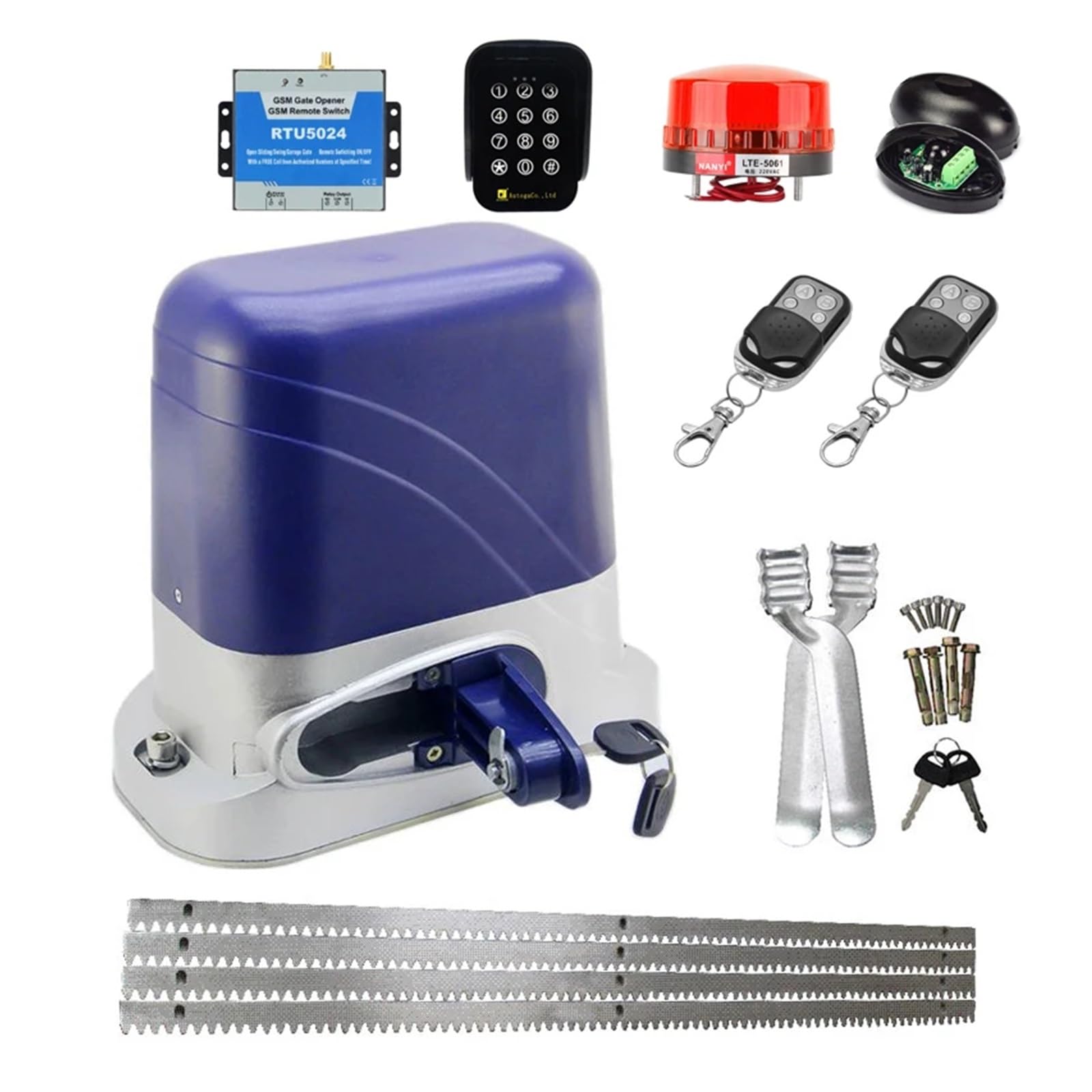 Automatic Gate Opener, Automatic Electric Gate Opener for 1300KG Sliding Door Garage Operator with 4m Steel Racks Remote Gear Motor Actuator(Kit 12)