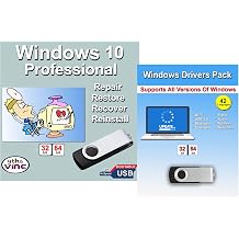 Computer Werx Compatible with Windows 10 Professional 32/64 bit USB With Key. Install, Upgrade, Recover, Repair and Restore Plus Windows Drivers USB. 2 Pack