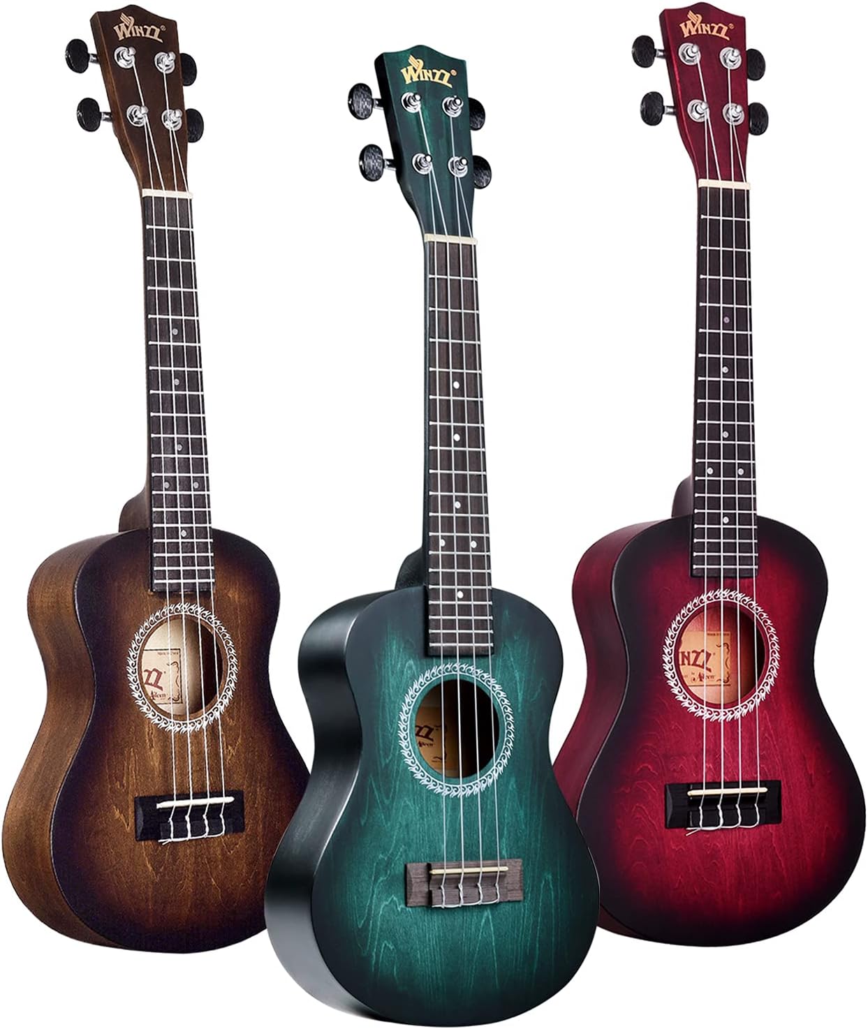 Winzz Ukulele Concert 23 Inches Brown, Ukulele Beginner Kit for Adults and Children, Unique Color Design