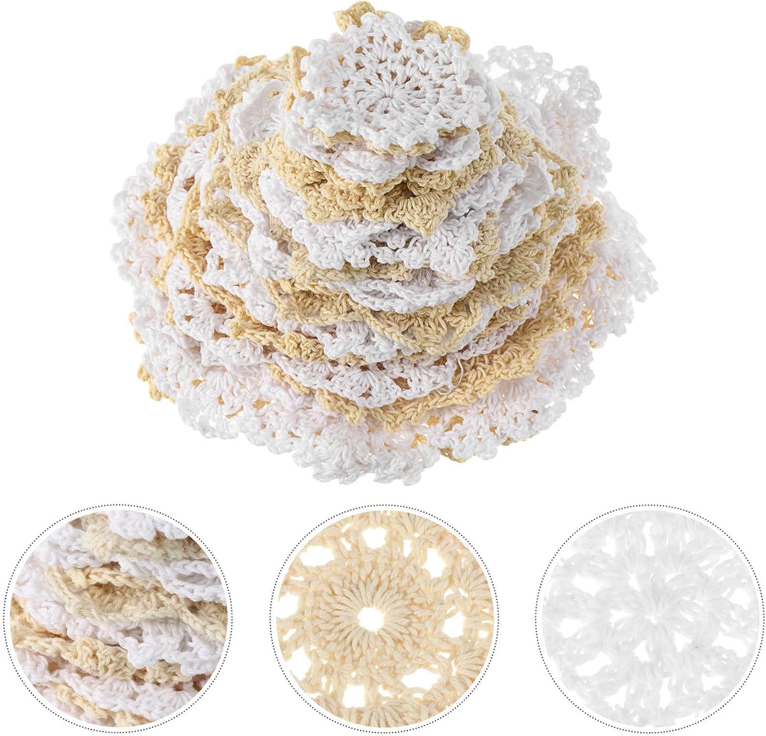 Appliques Coasters 24pcs Cotton and Handmade Crochet Lace Flower Doilies Decorative Can be Used as DIY Home Decor Use