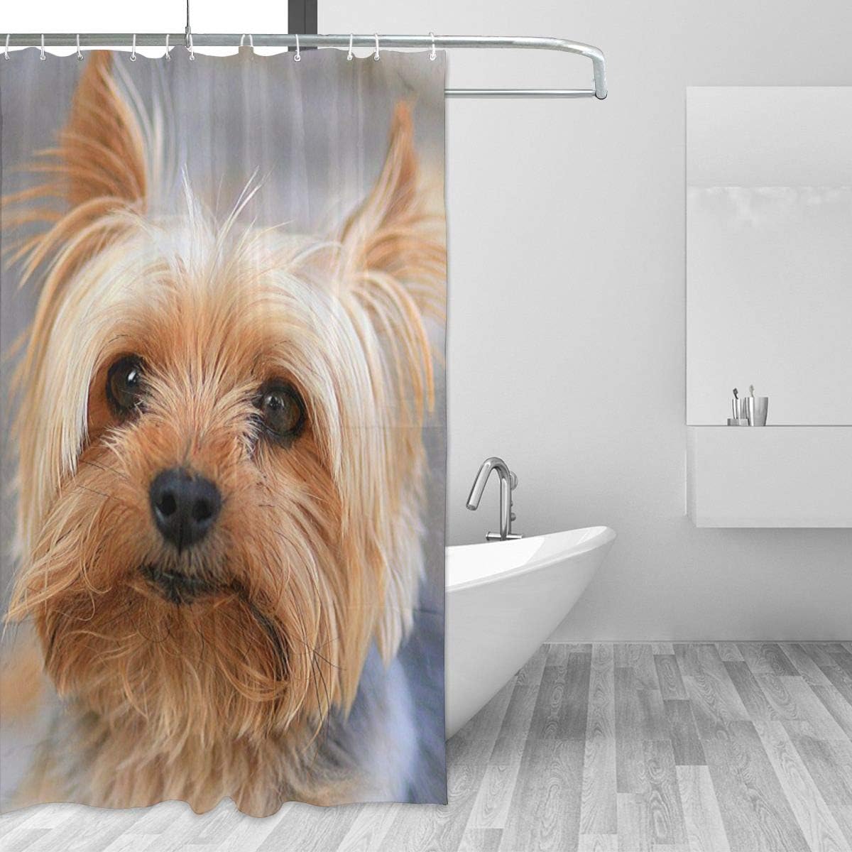Cutest Yorkies Shower Curtain Waterproof Fabric Machine Washable Bathroom Polyester Lining Without PVC Shower, Bathtub 60'' 72''
