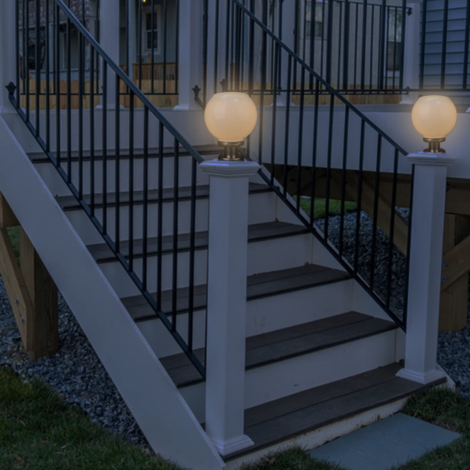 Luxshiny Lámpara Solar De Jardín Luz De Columna Exterior Para Decoración De Patios y Cercas Iluminación Cálida Fácil Instalación y Carga Solar Para Balcones y Áreas Al Aire