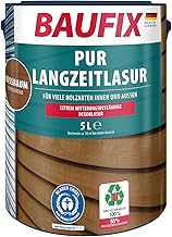 BAUFIX PUR Langzeitlasur nussbaum, seidenglänzend, 5 Liter, Holzlasur, für innen & außen, besonders haltbar, für alle Holzarten, witterungsbeständig