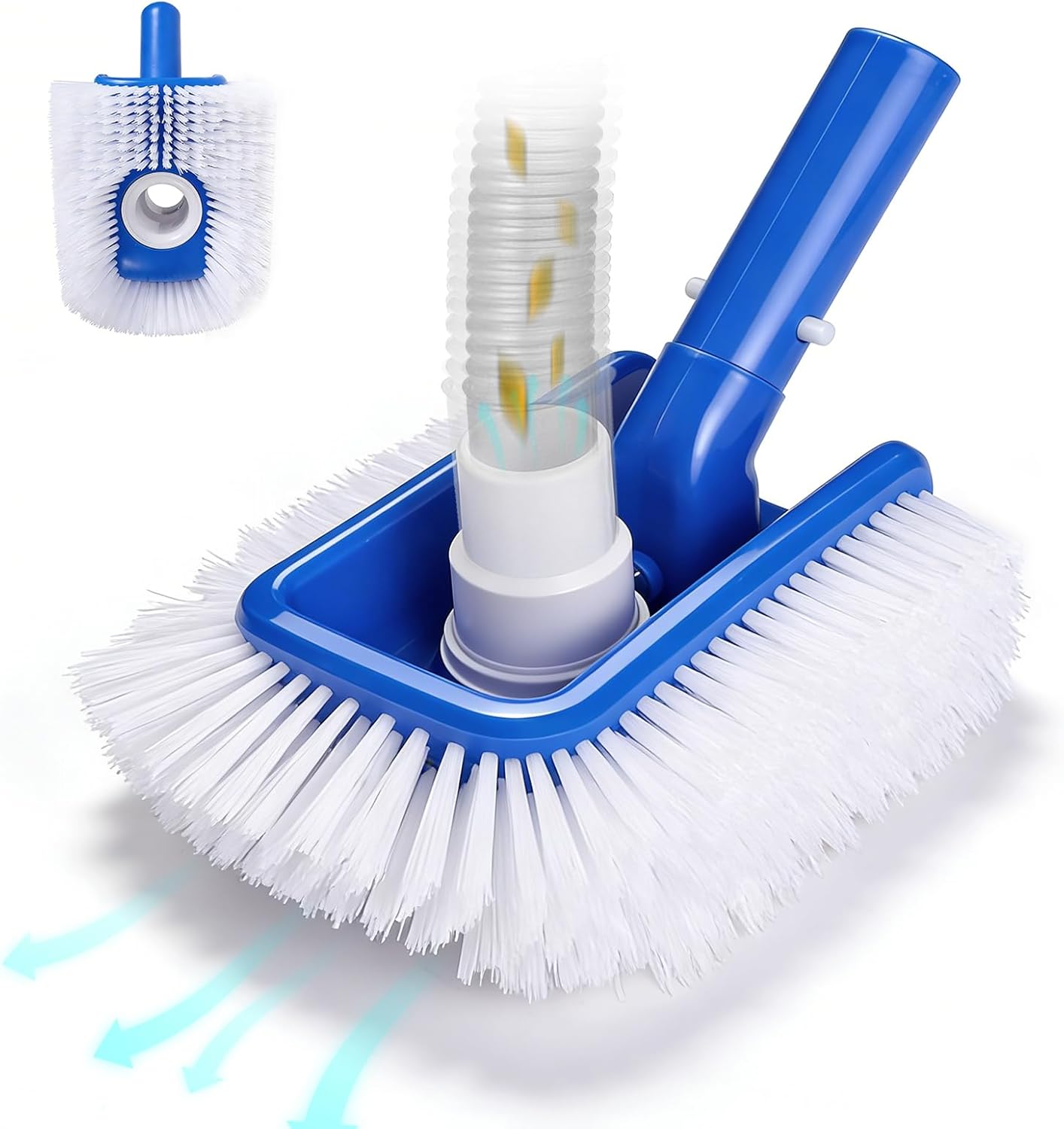 Pool Vacuum Head Brush for Inground & Above Ground Pools, Heavy Duty Round Scrubber Pool Brush with 1/4" or 1/2" Swivel Hose Connection, No Pole