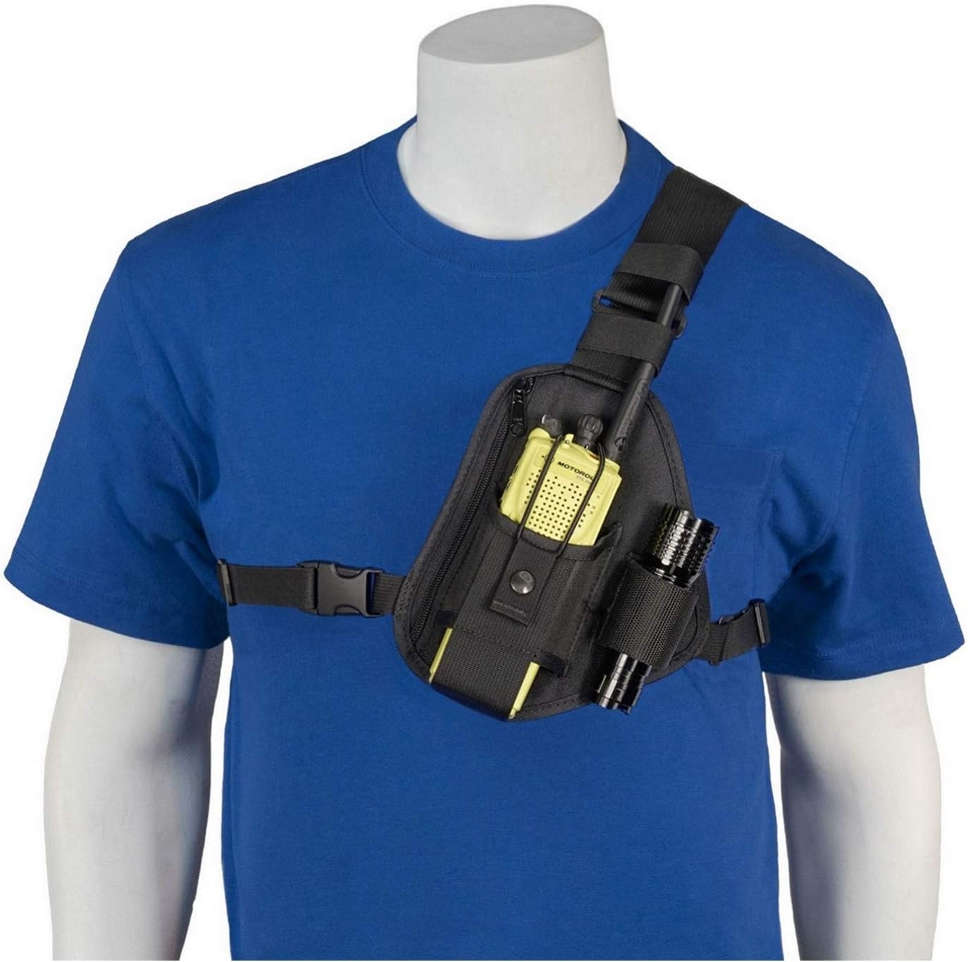 RCH-101U Radio Chest Harness with Adjustable Pouch - Universal Fit for 4-3/4 to 9 Inch Two-Way Radios - Hands-Free Walkie Talkie Harness Made in USA