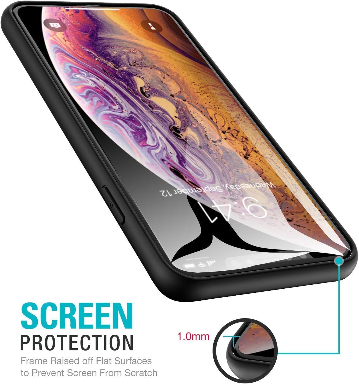 TOZO for iPhone Xs Max Case 6.5 Inch (2018) Hybrid Soft Grip Matte Finish Clear Back Panel Cover for iPhone Xs Max (Black)