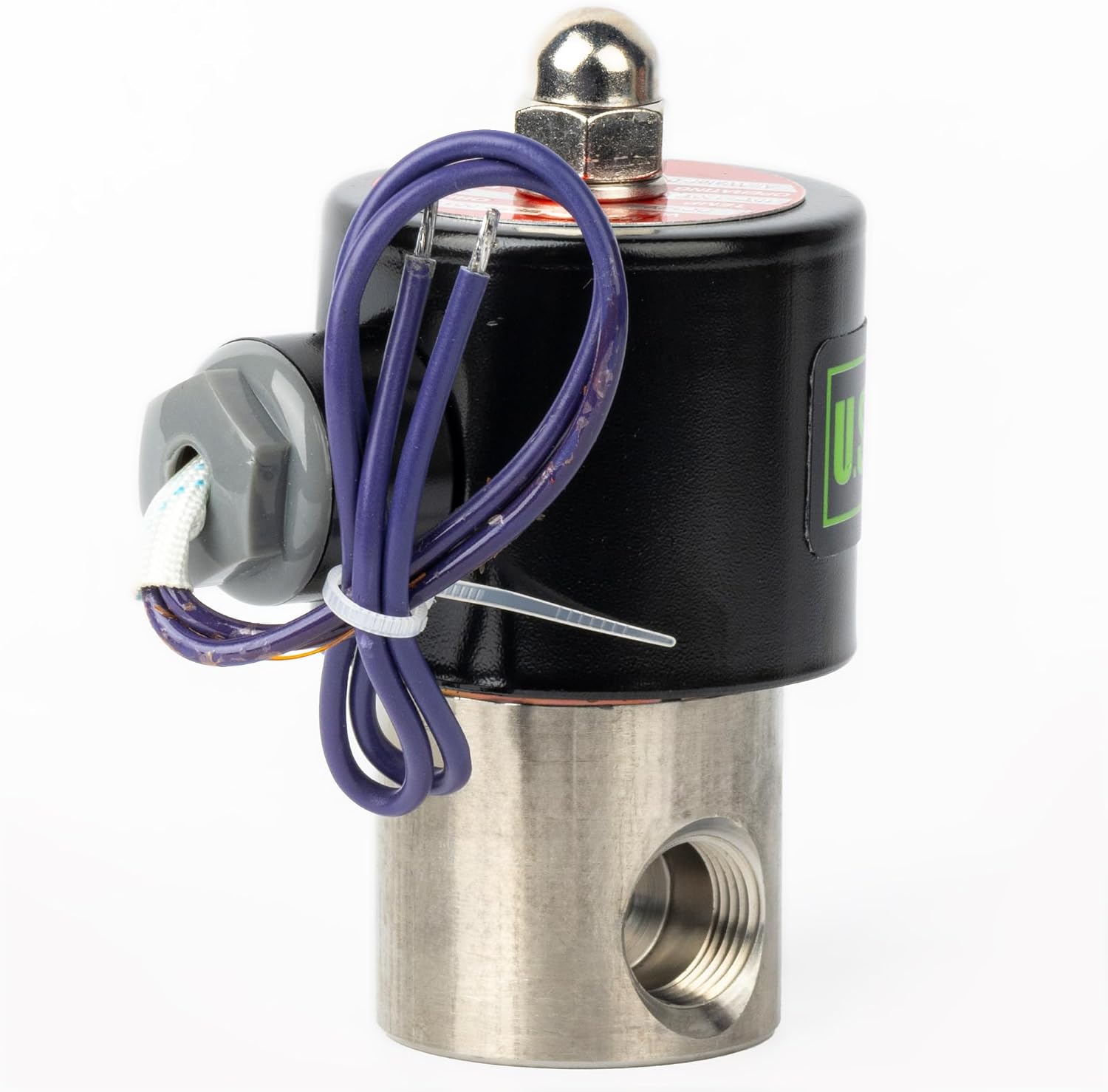 U.S. Solid 3/8" Solenoid Valve - 12V DC Stainless Steel Electric Solenoid Valve, Normally Closed, Viton Seal