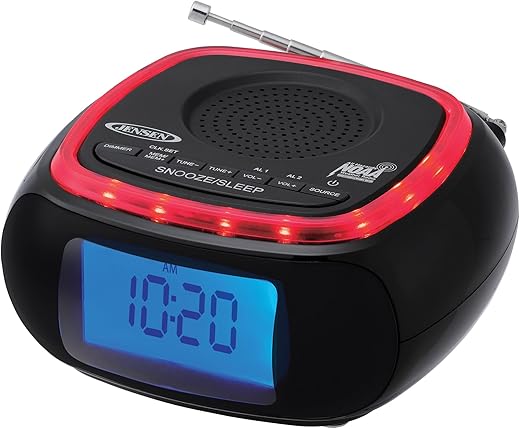 Jensen JEP 725 Digital AM/FM Weather Band Alarm Clock Radio with NOAA Weather Alert and Top Mounted