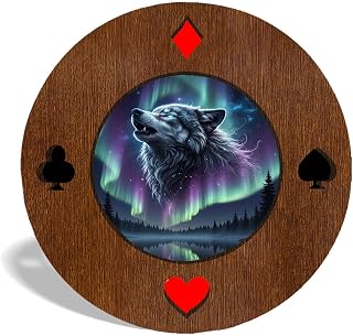 Card Guards – Mystic Wolf Crafted Wood Holdem Poker Chip Challenge Coin Cover