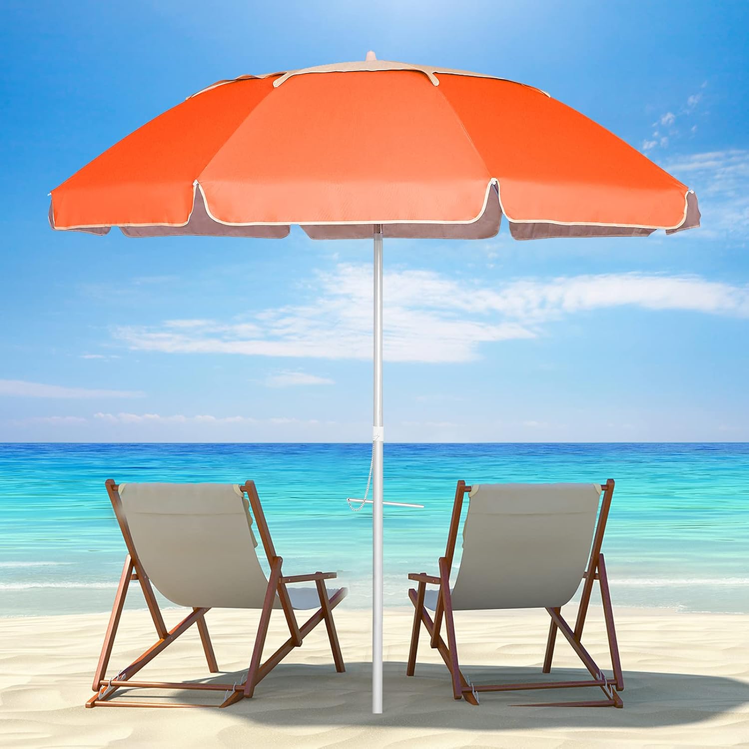 UHINOOS Beach Umbrella, 6.5ft Portable Beach Umbrella with