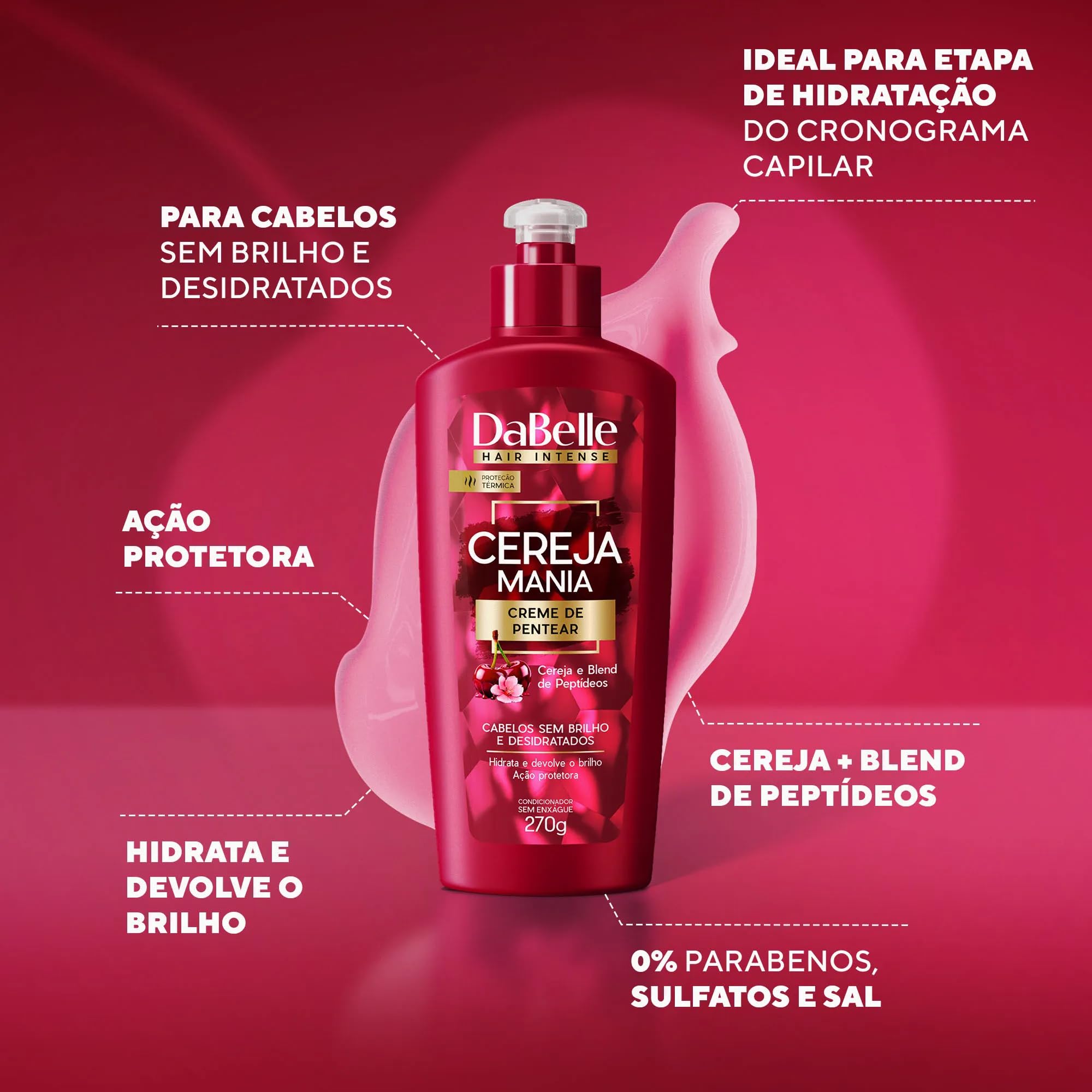 DaBelle Creme de Pentear Cereja Mania 270g : Amazon.com.br: Beleza