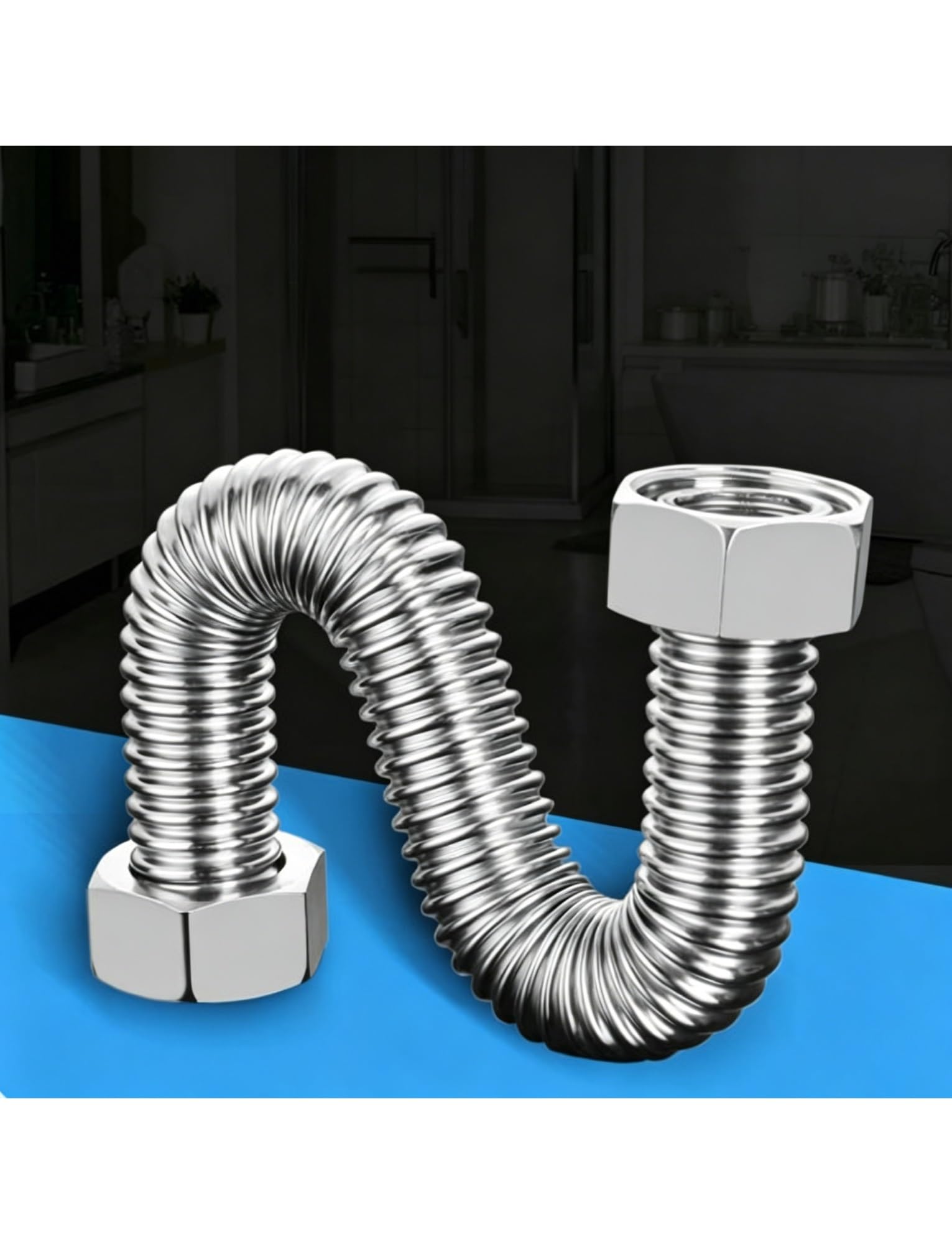 Manguera de metal flexible corrugado de acero inoxidable 304, para tuberías industriales (11.8 pulgadas)