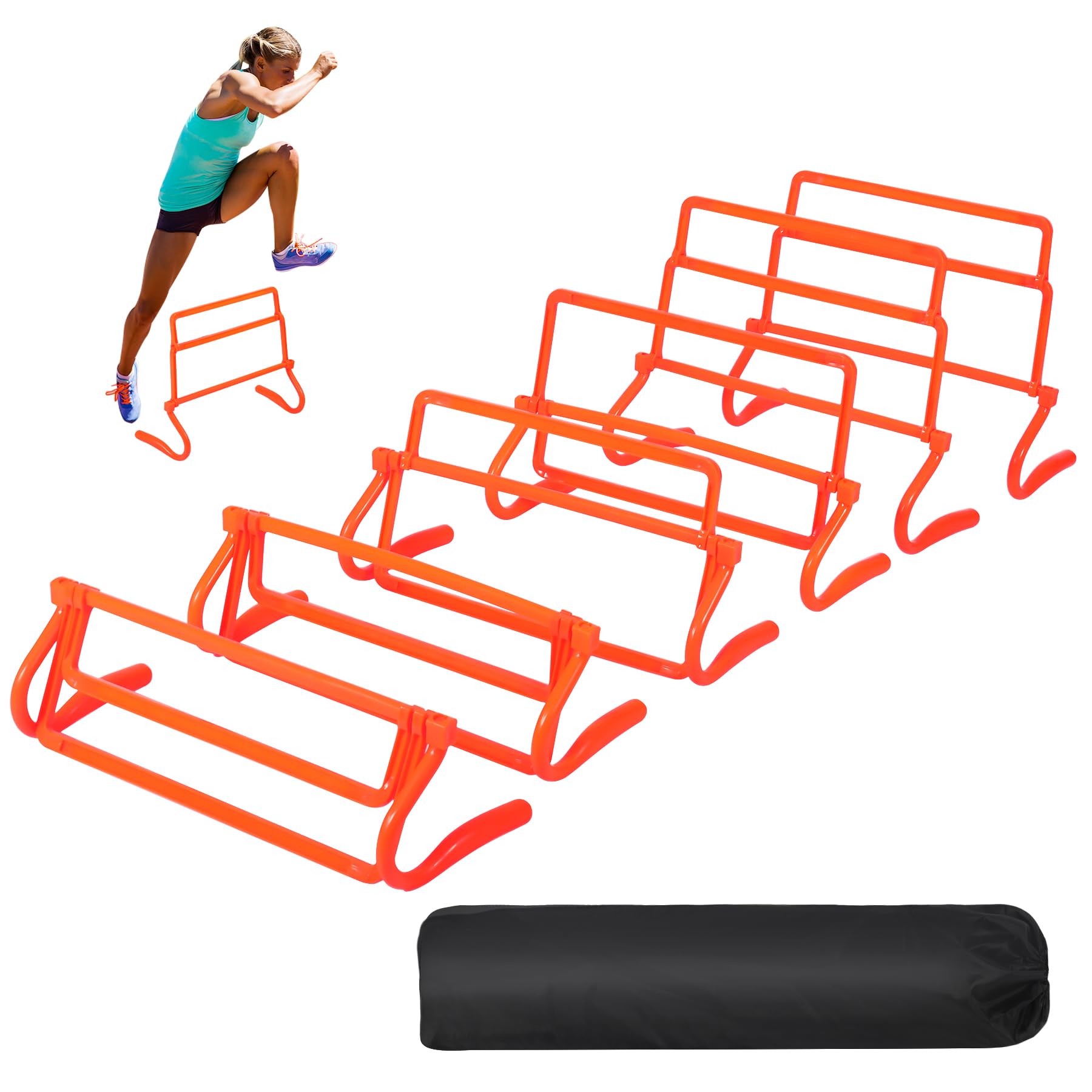 REDCAMP Lot de 6 obstacles d'agilité, 4 obstacles d'entraînement de vitesse réglables en hauteur, équipement d'entraînement de vitesse portable avec sac de transport