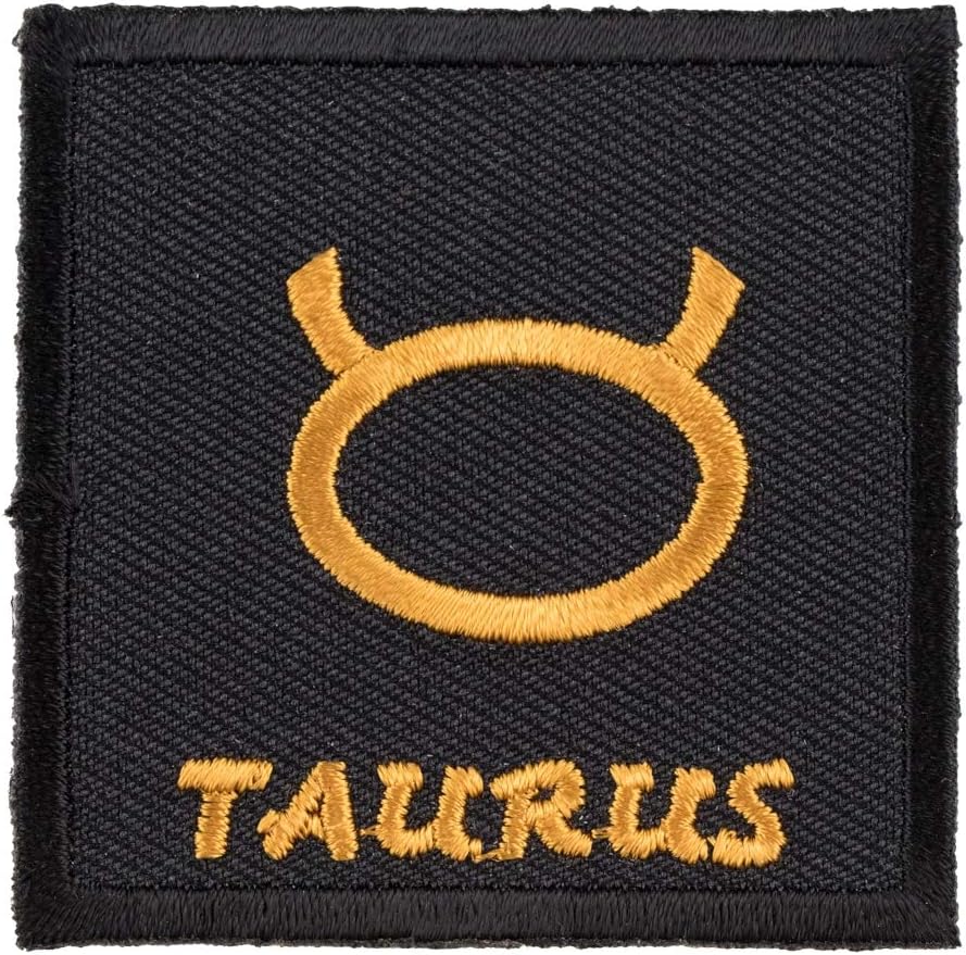 PatchStop Zodiac Sign Taurus Black & Gold Patch, Zodiac Patches, Black & Yellow, X-Small