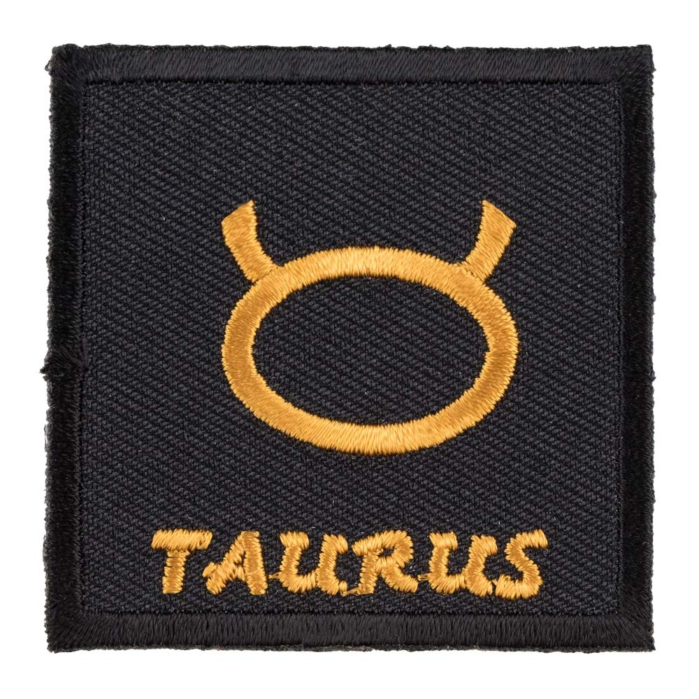 PatchStop Zodiac Sign Taurus Black & Gold Patch, Zodiac Patches, Black & Yellow, X-Small