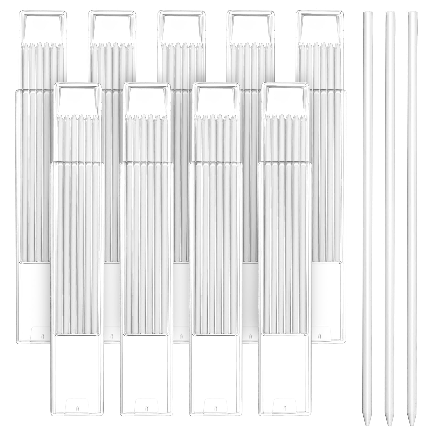 54 Pcs Tracer Pencil Refills, 2.8mm Pencil Lead Refills Replacement for Construction Pencils, Carpenter Pencils RefillsDeep Hole Marker Lead Refill for Construction Woodworking (White)