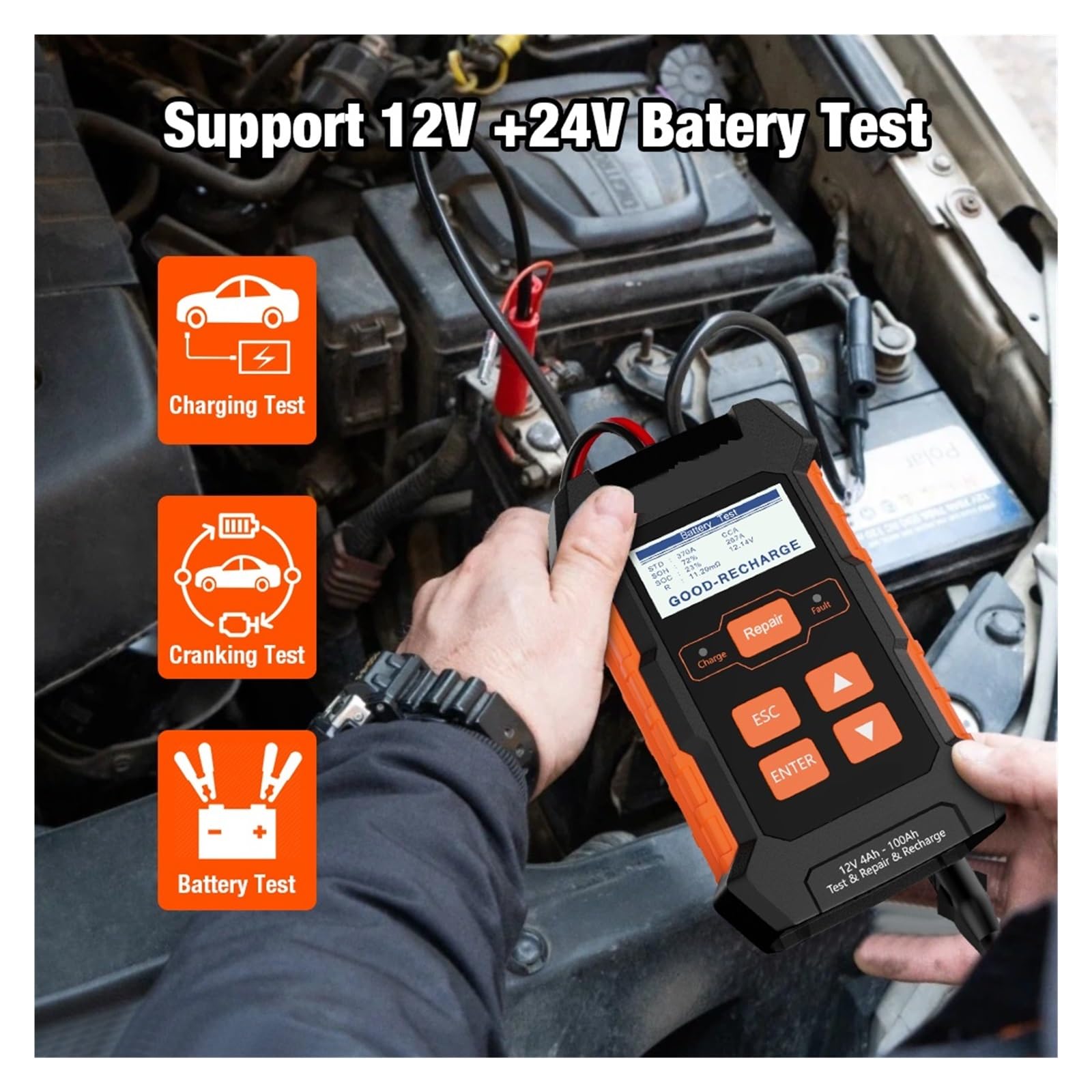 12V 10A 24V 5A Samochód Tester Akumulatora Samochodowego Ładowarka Akumulator Kwasowo-ołowiowy Narzędzie Do Naprawy Impulsów Żel Zasilacz Litowy łAtwy W UżYciu
