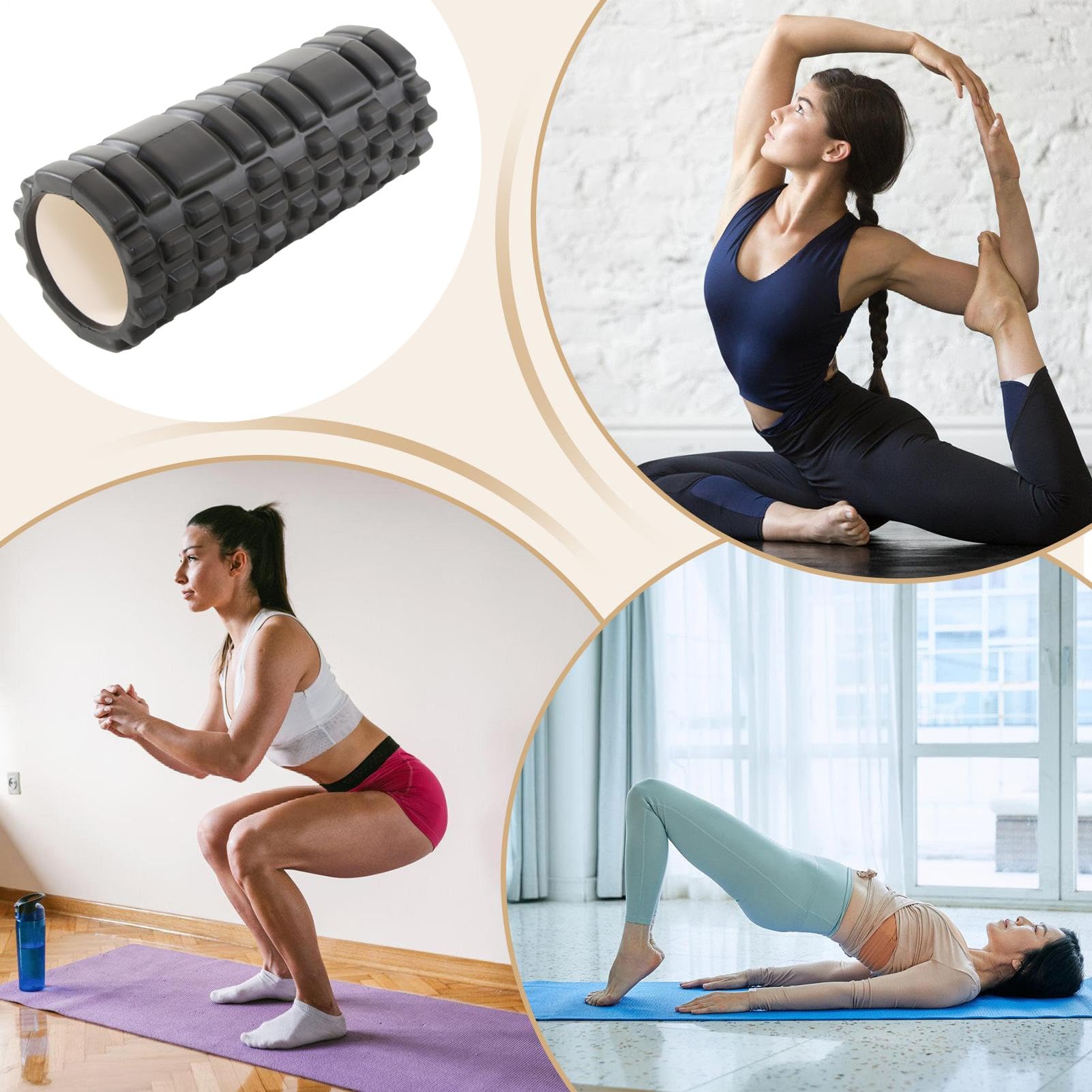 Rullo In Schiuma Per Tessuti Profondi | Strumento Di Massaggio Ad Alta Densità Per Tessuti Profondi E Punti Di ,Rullo Di Recupero Muscolare Per Pilates E Yoga | Per Collo, Pied, Mollet