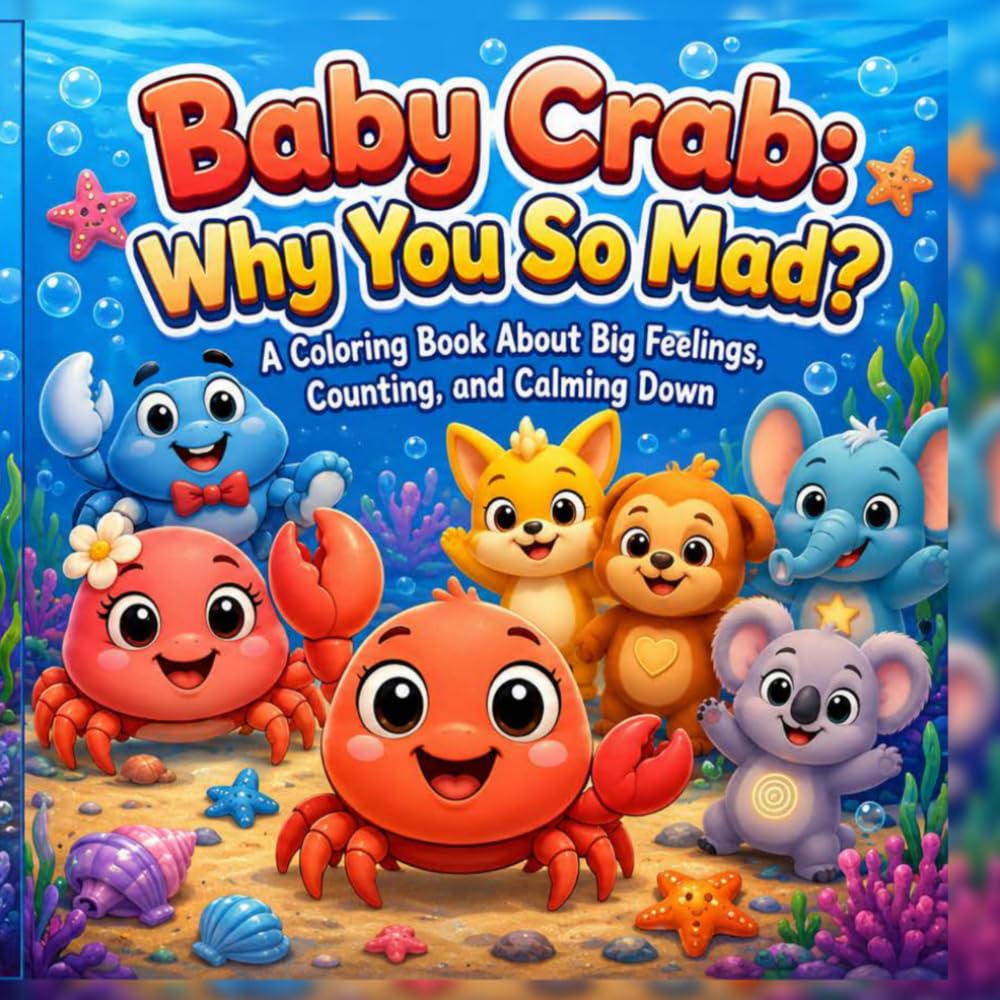 Baby Crab Why You So Mad: A Coloring Book about Big Feelings, Counting and Calming Down